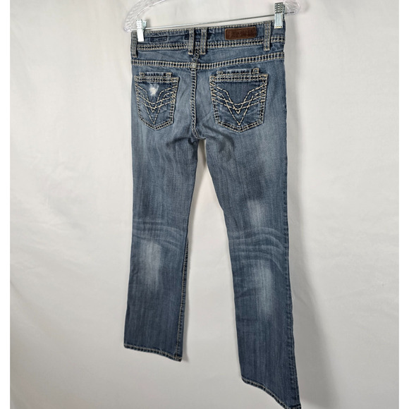 Vigoss Jeans Women's 5/6 28 Blue Medium Wash Fit Bootcut Slight Distressed Fade - Picture 15 of 16